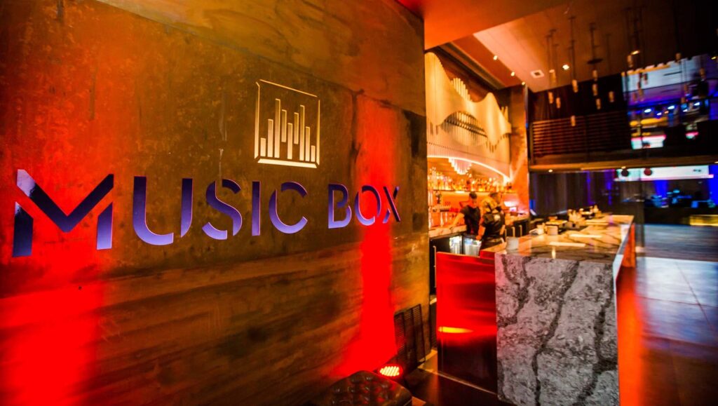 music box logo at the first floor bar san diego private venue
