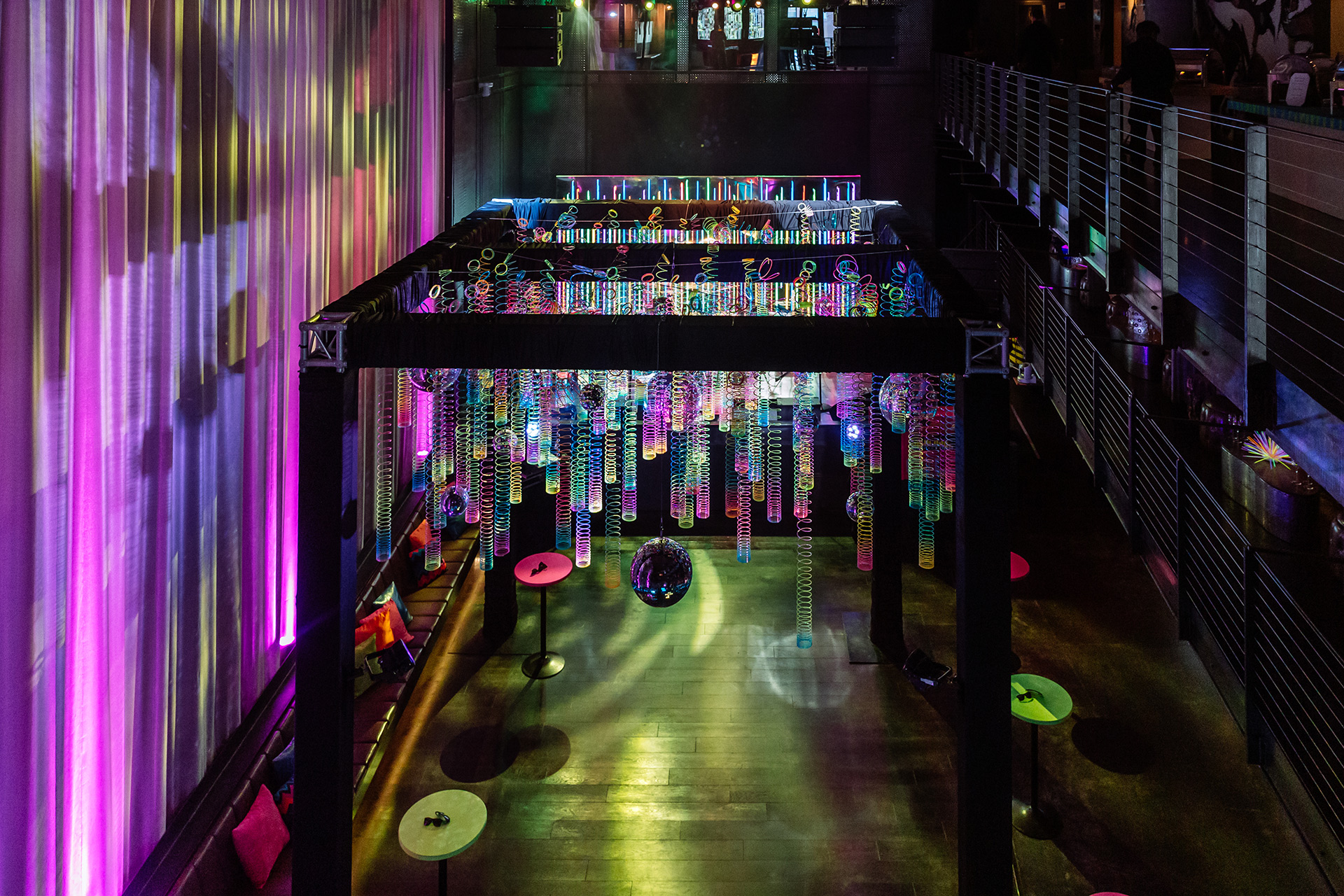 Custom event decor and lighting at Music Box San Diego